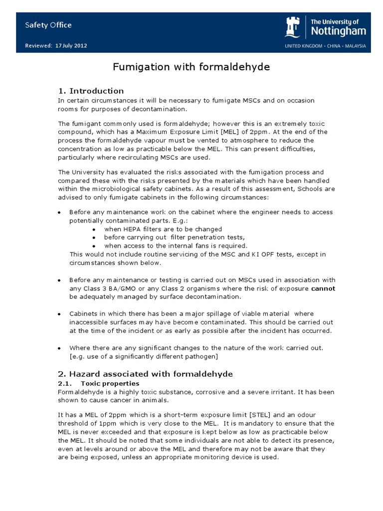 Bio Gm6 Formaldehyde | PDF | Formaldehyde | Toxicity