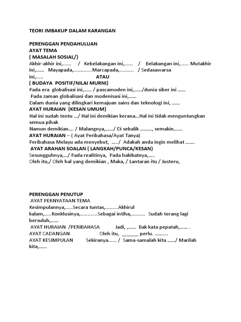 Teori Imbakup Dalam Karangan Pdf