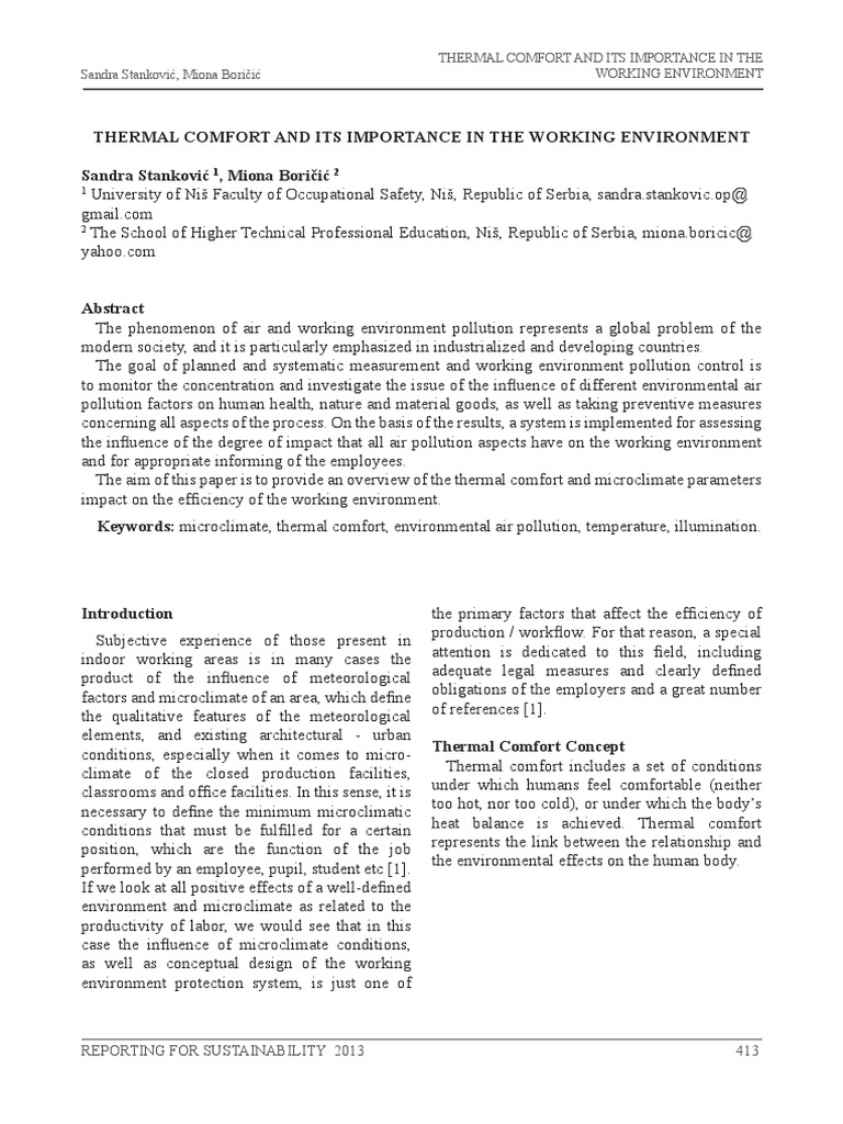 Thermal Comfort in Work Environments | PDF | Heat Transfer | Natural ...