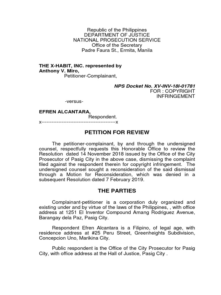 Petition For Review Doj Pdf Defamation Justice