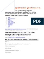 100 Top Estimating and Costing Multiple Choice Questions Answers
