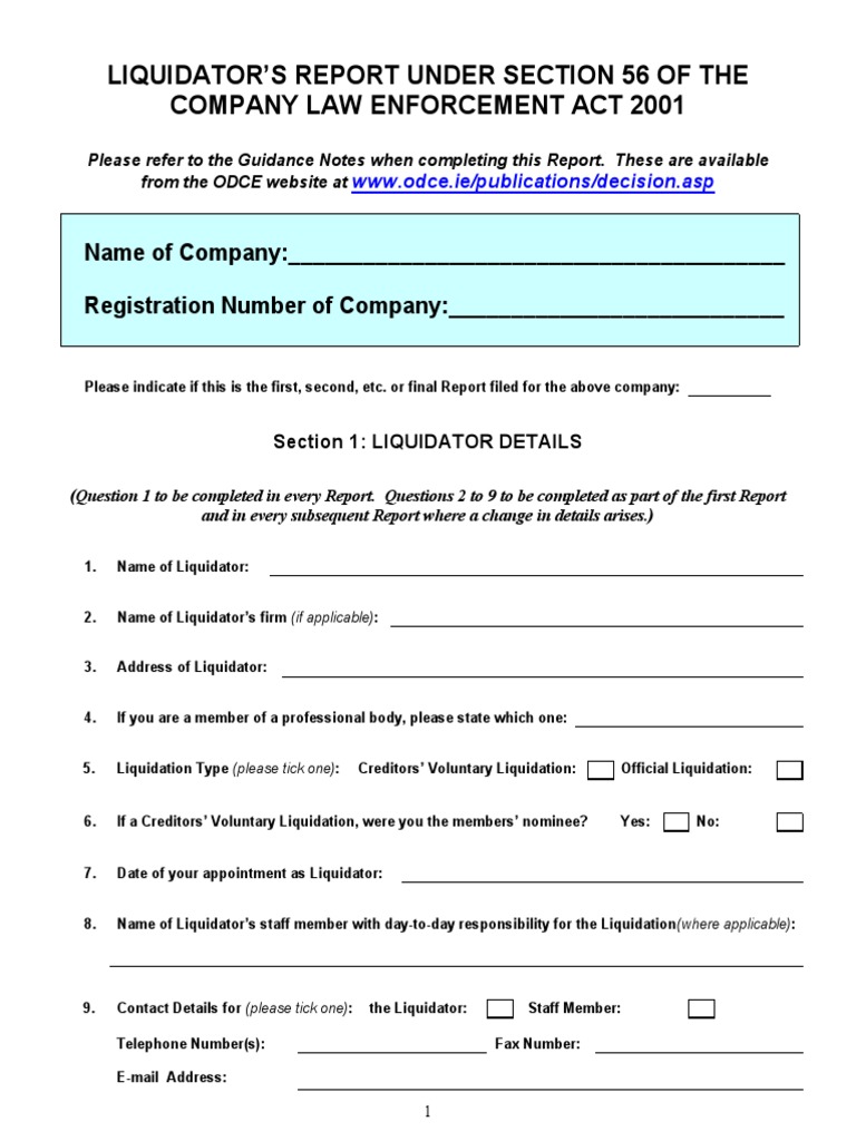 Liquidator's Report Template Guide | PDF | Liquidation | Board Of Directors