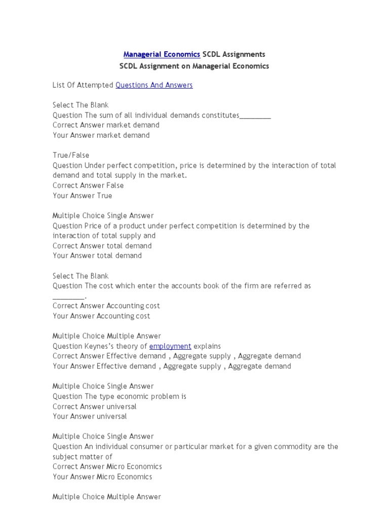 Managerial Economics SCDL Assignment Guide | PDF | Microeconomics ...