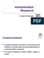 Communication Research: Content Analysis
