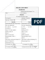 Specification Sheet Identification: Shell Side Tube Side