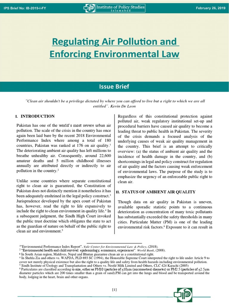 Regulating Air Pollution and Enforcing Environmental Law' | PDF | Air