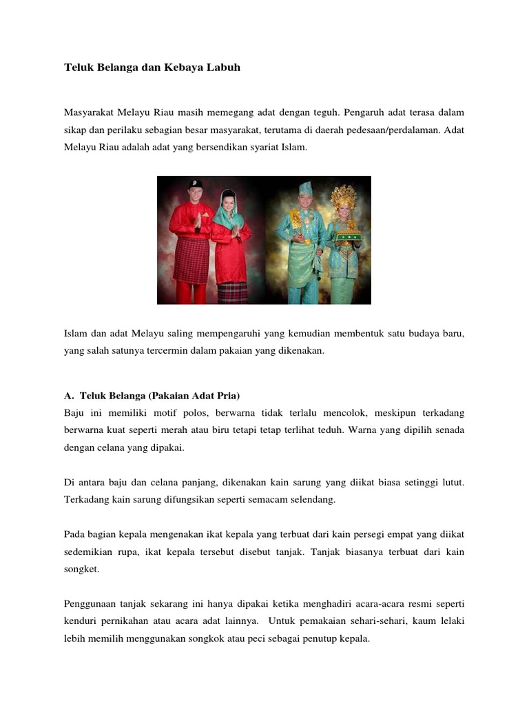 Pakaian Adat Teluk Belanga dan Kebaya Labuh | PDF | Gaya Hidup
