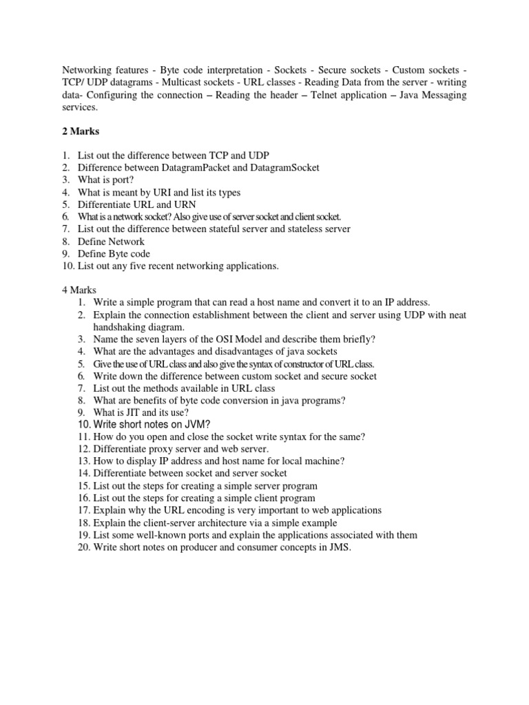 2 Marks: 9. What Is JIT and Its Use? 10. Write Short Notes On JVM ...