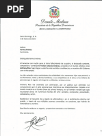 Carta de condolencias del presidente Danilo Medina a Karina Jiménez por fallecimiento de su padre, Froilán Antonio Jiménez (Anthony Ríos)