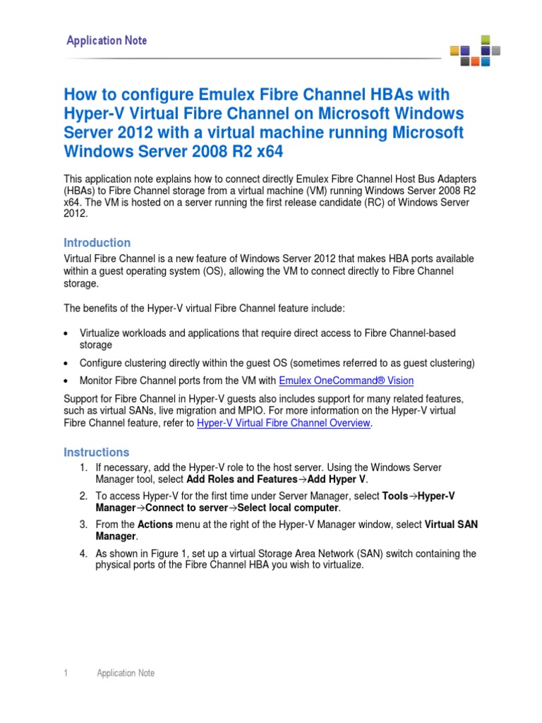 Elx Sis All Appnote Windows Hyper-V Virtual FC PDF | PDF | Hyper V ...