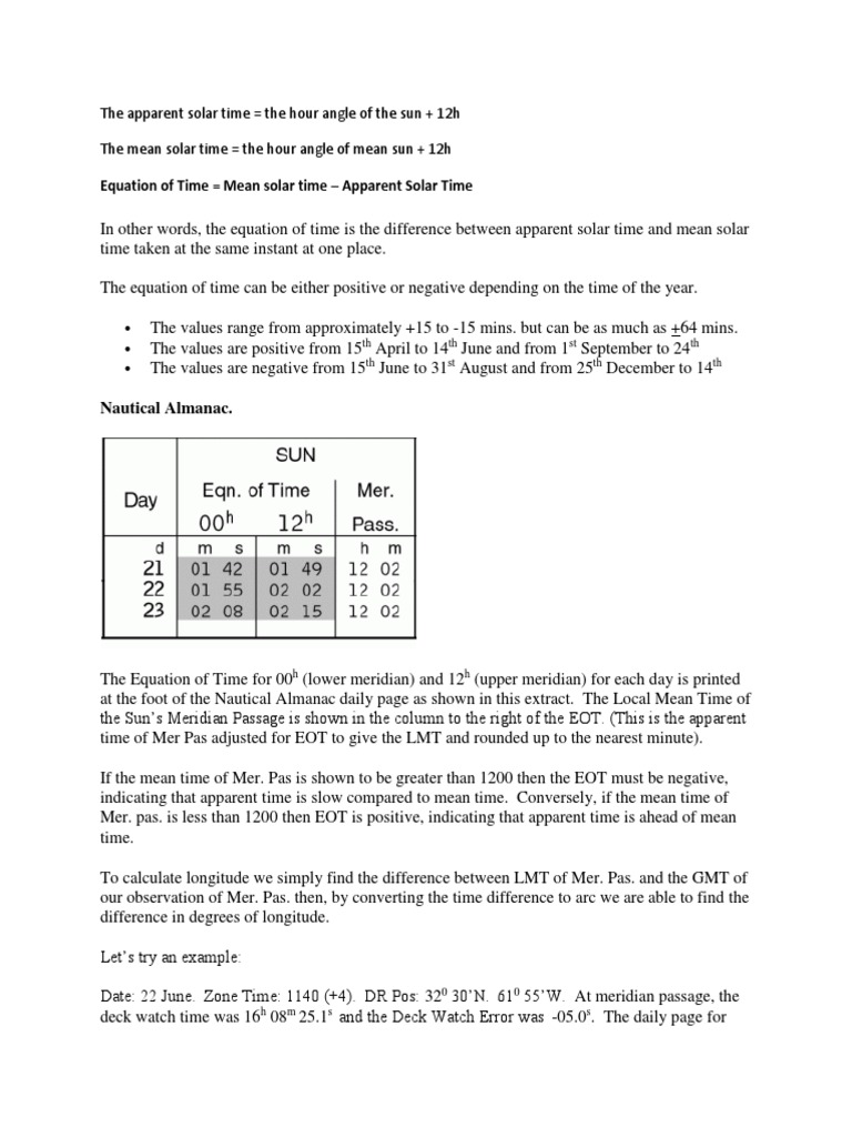 The Apparent Solar Time PDF Time Astronomy
