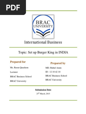Franchising of Burger King in India