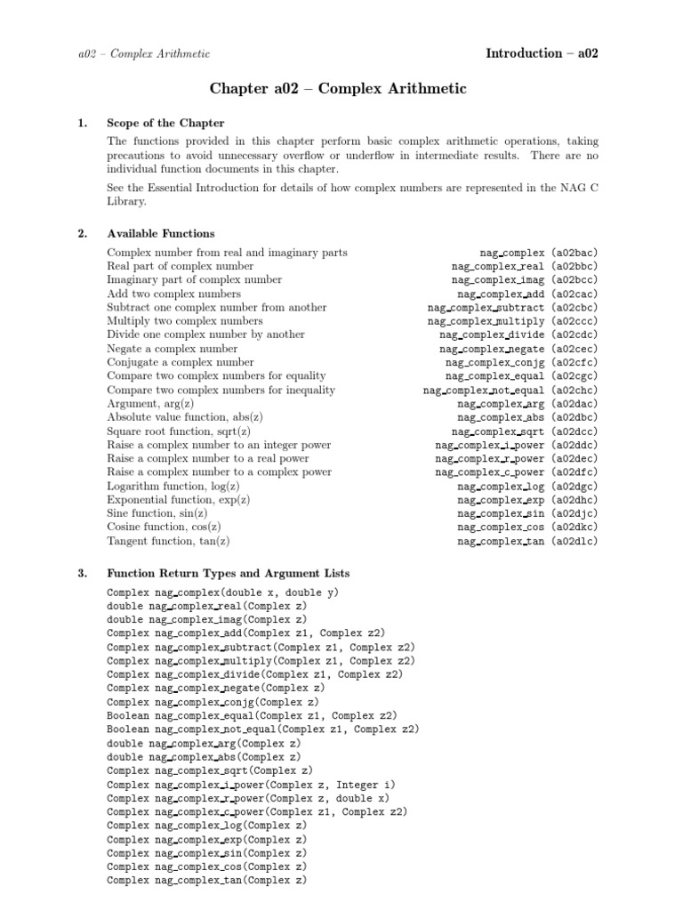 Complex Arithmetic Functions Overview | PDF | Complex Number ...