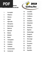 Spelling Bee Words 7th Grade 2024-2025 | PDF