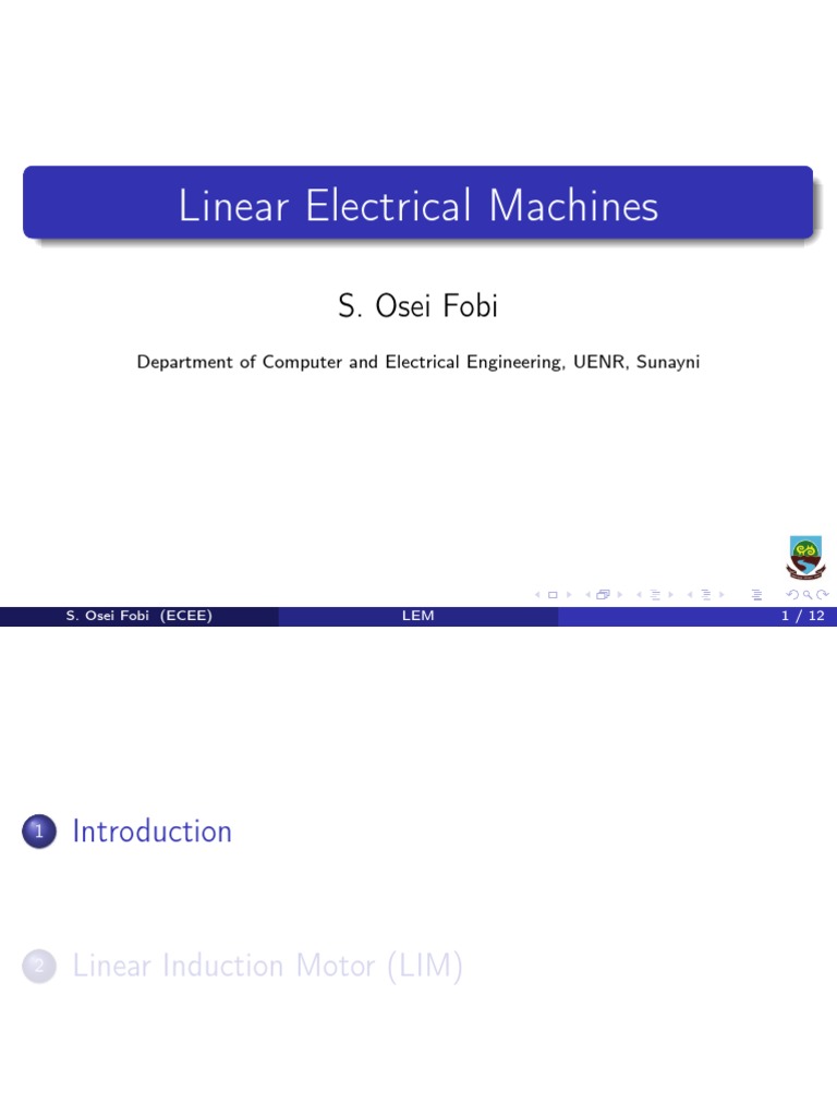 Linear Electrical Machines PDF Electric Motor Force