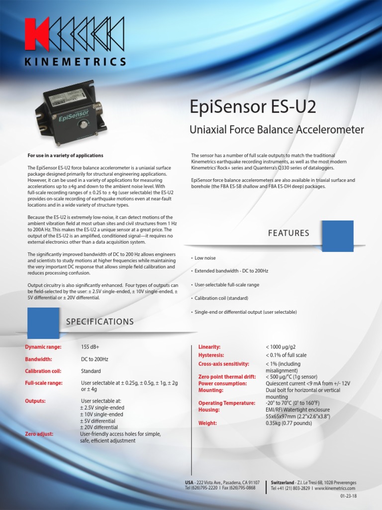 Episensor Model Es U2 Accelerometer Electrical Engineering
