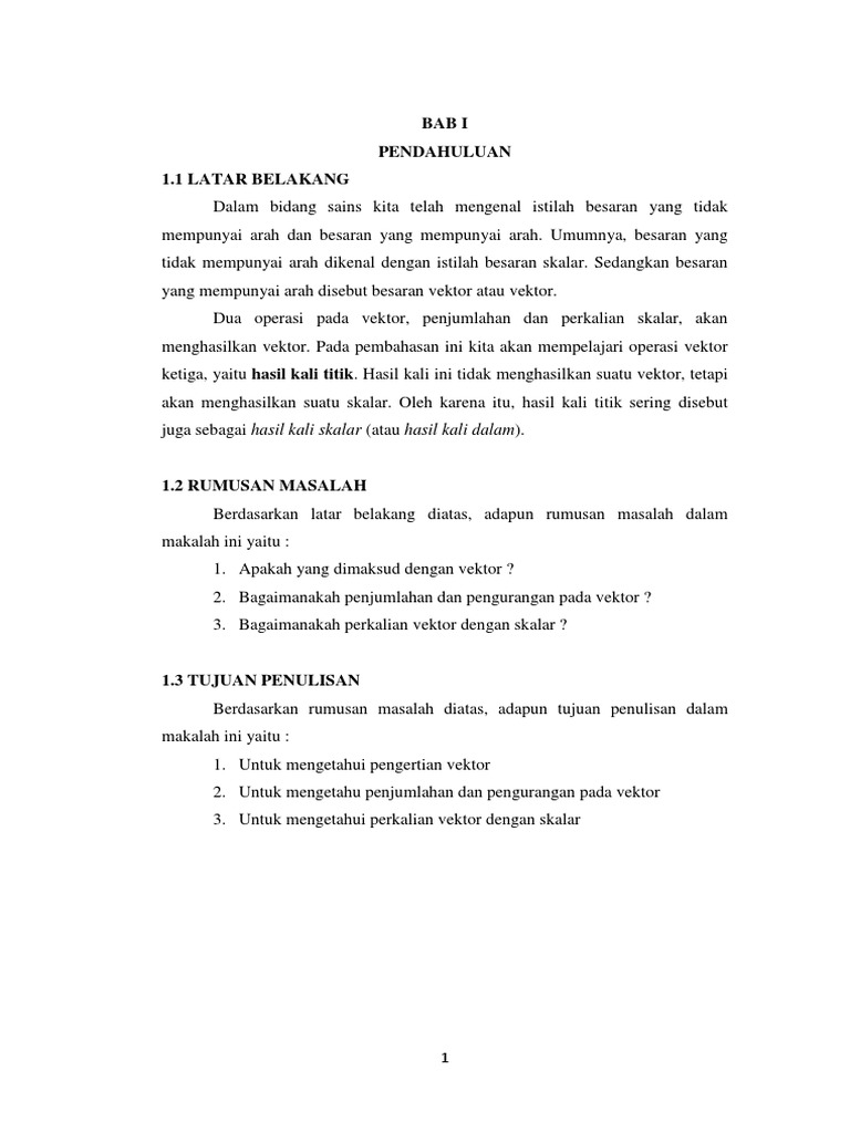 Makalah Vektor Dan Skalar Contoh Makalah