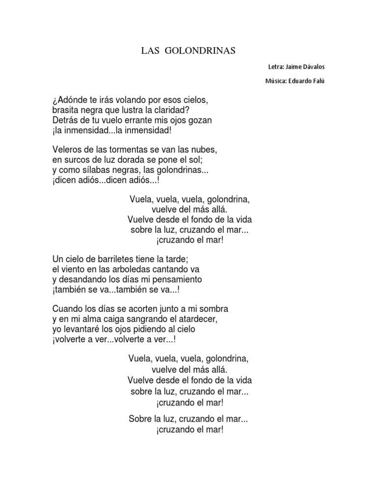 Golondrinas Letra wishqatar org