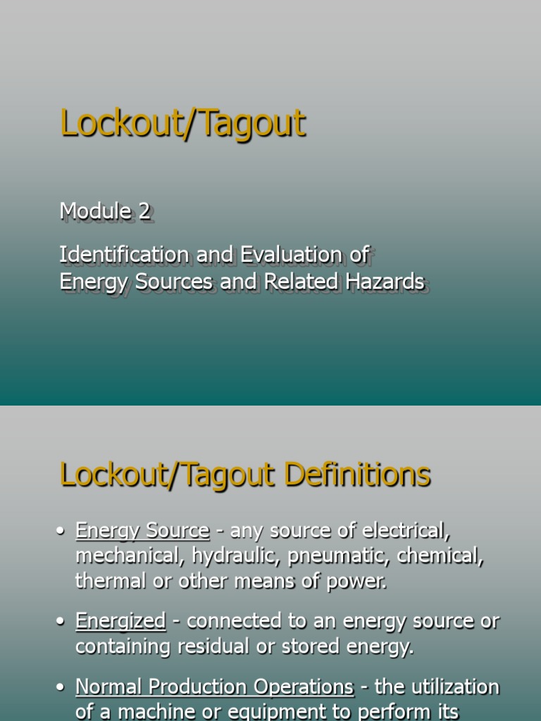 Module 2 (LOTO Energy Sources) PDF Mechanical Engineering Applied