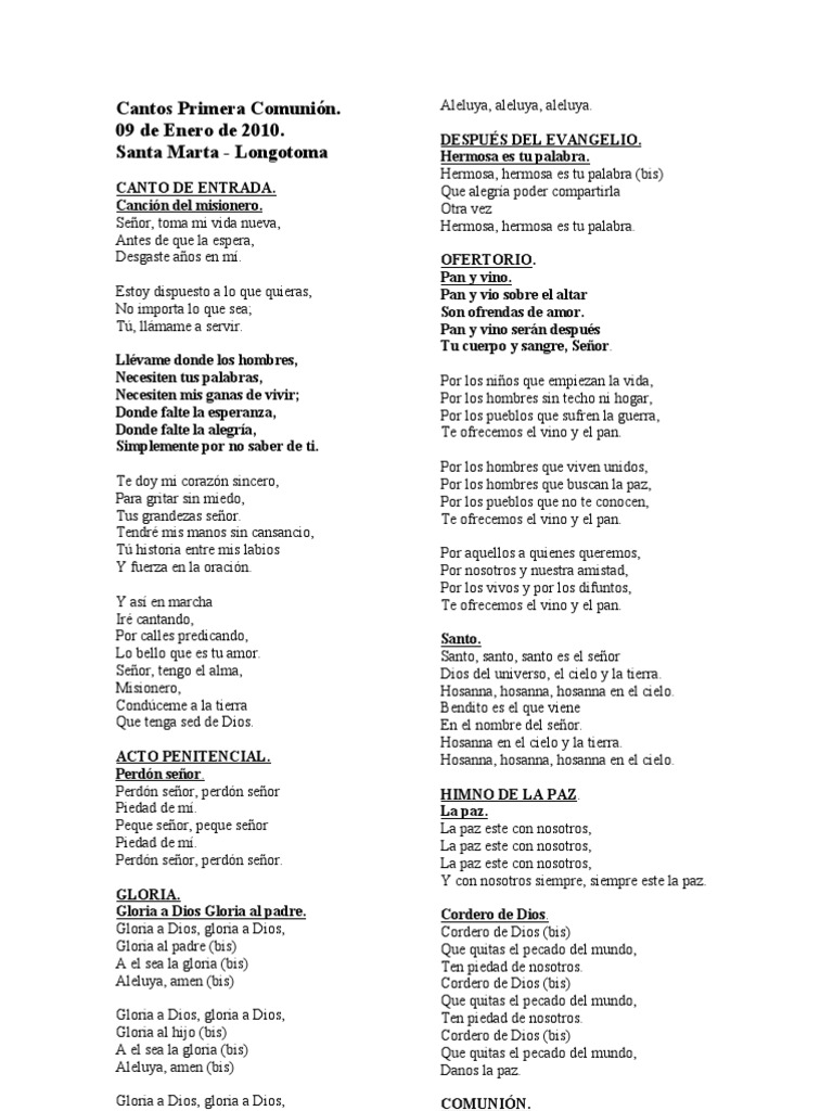 Cantos Primera Comunión | eucaristía | Amor