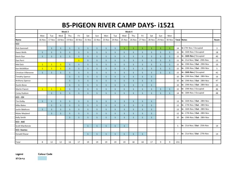 November Room Occupancy Schedule | PDF