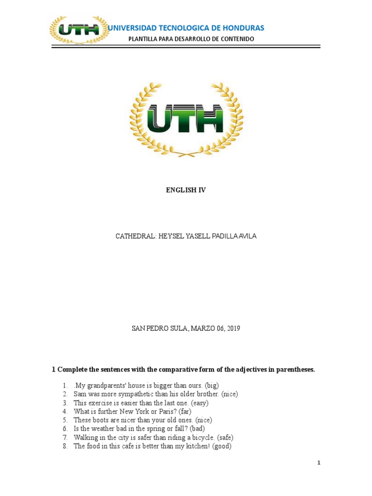 Modulo 4 Homework English | PDF