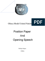 Position Paper and Opening Speech: Olinca Model United Nations 2016