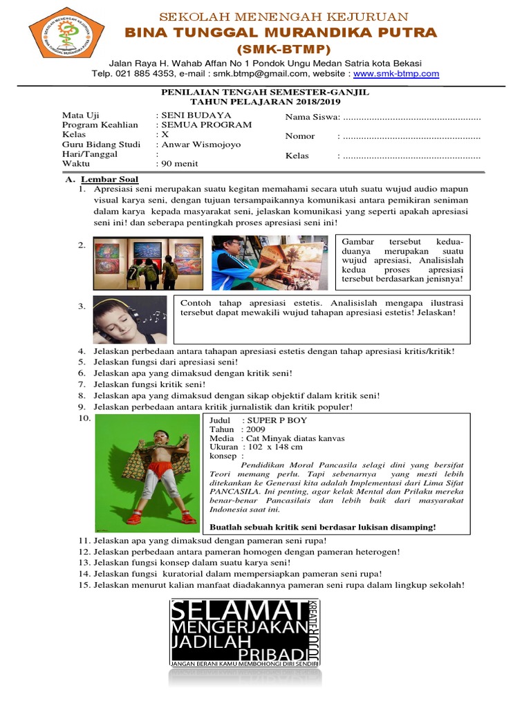 Pts Genap Seni Budaya Smk Maret 2019 Anwar