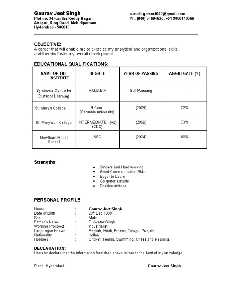 Resume of Gaurav Jeet Singh | PDF