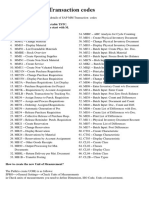 List of SAP MM Transaction Codes
