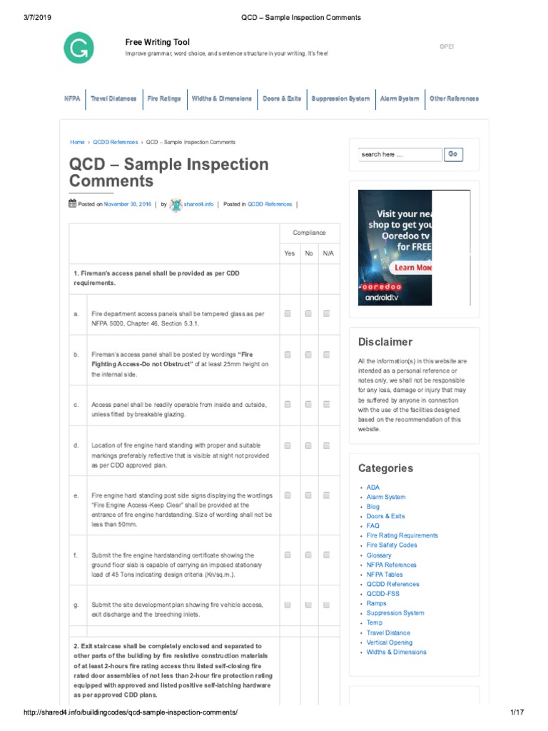 QCD Inspection Examples and Guidelines | PDF | Firefighting | Fires