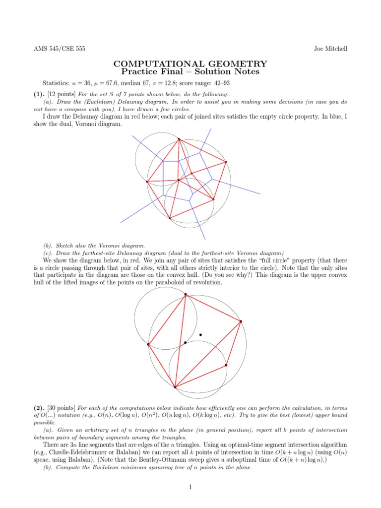 Computational Geometry Practice Final - Solution Notes | PDF | Geometry ...