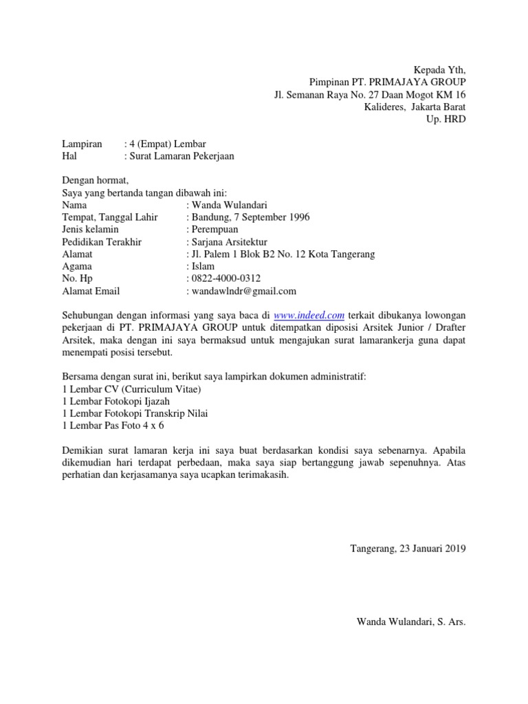Download 77+ Contoh Surat Surat Lamaran Kerja Unilever Terbaik Dan Terbaru