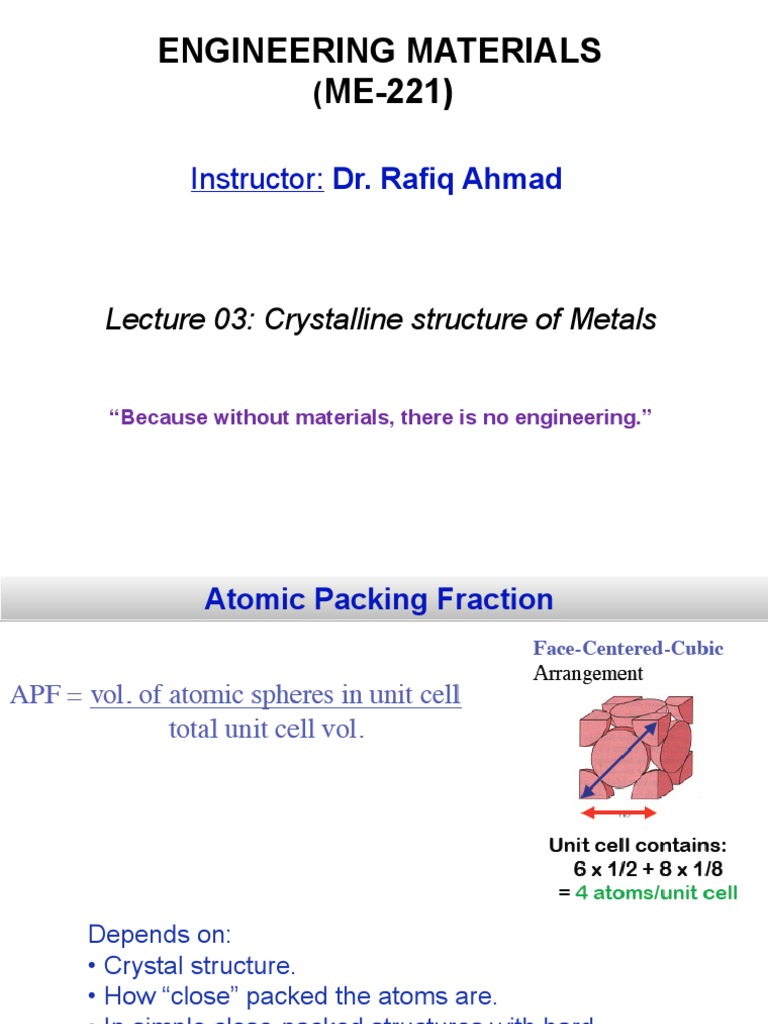 Crystalline Structures of Metals Explained | PDF | Crystal Structure ...