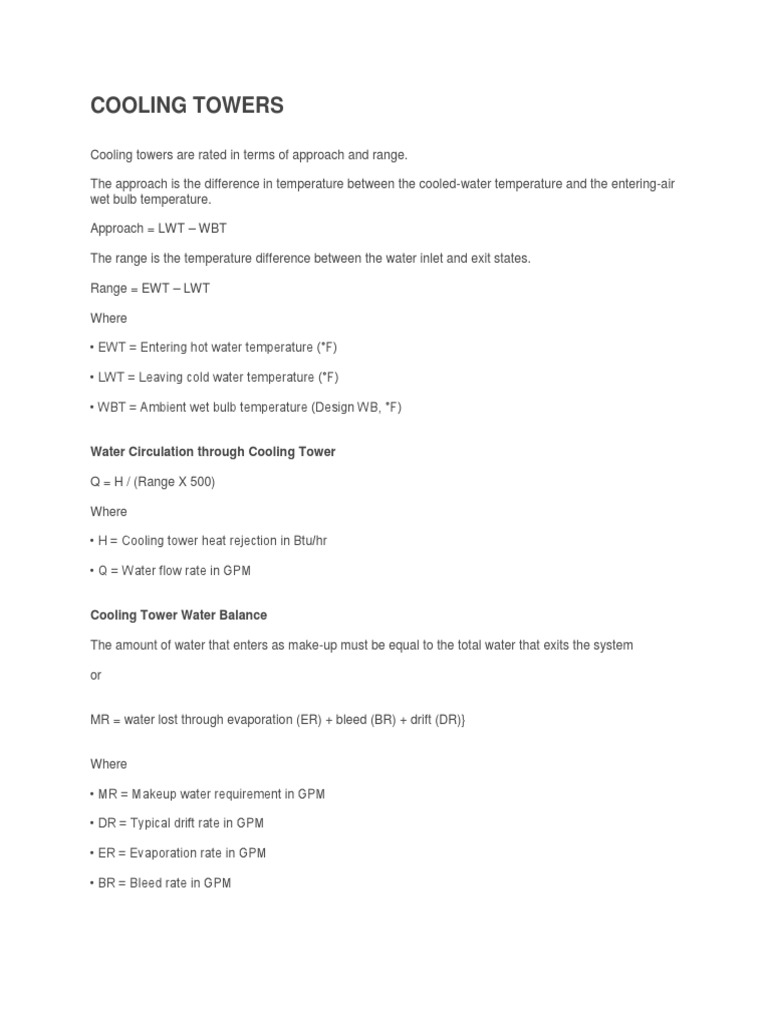 Cooling Towers Water Circulation Through Cooling Tower PDF Air