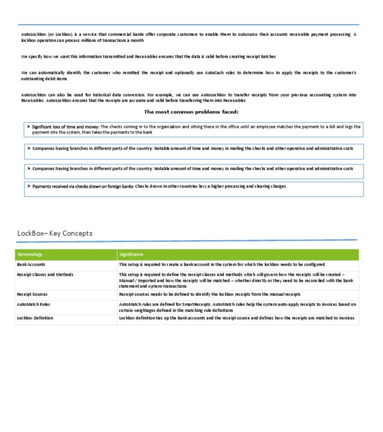 AutoLockbox Process in Oracle Fusion | PDF | Receipt | Cheque