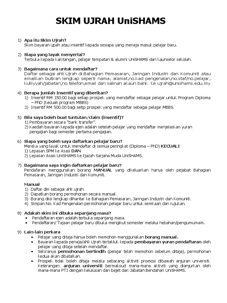 Skim Ujrah Unishams 2019 Pdf