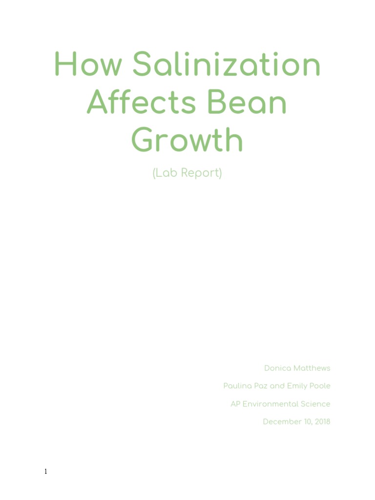 Salinization Lab Report Donica Matthews PDF Soil Salt