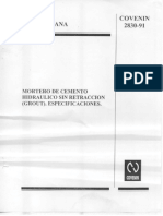Norma COVENIN 2830-91 Mortero de Cemento Hidráulico Sin Retracción (Grout). Determinación Del Cambio de Altura en Muestras Cilíndricas