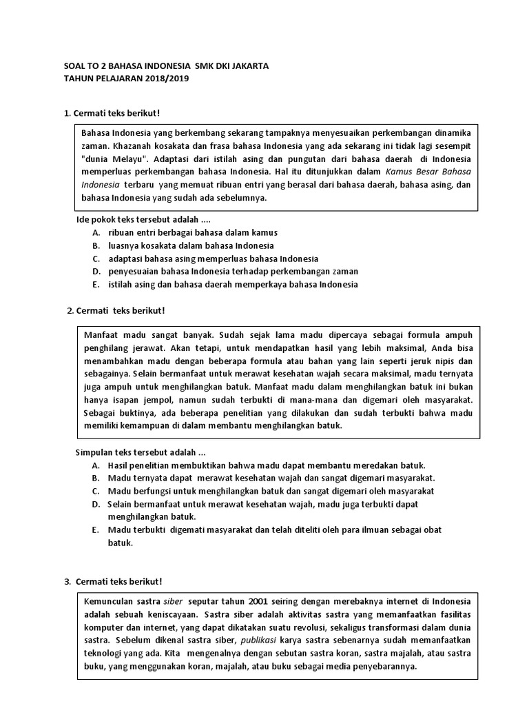 Soal To 2 Bhs Indonesia Docx