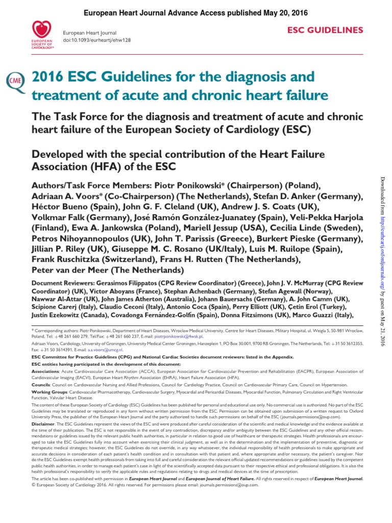 ESC Acute & Chronic Heart Failure 2016 PDF | PDF