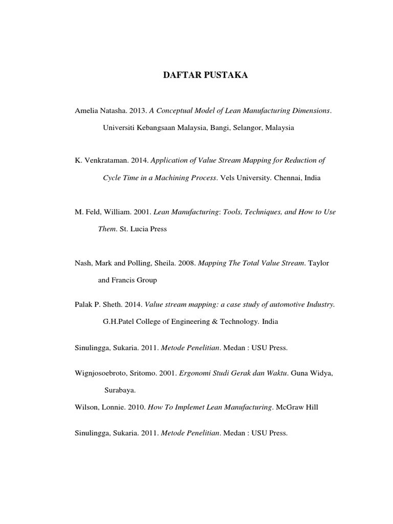 Lean Manufacturing References List | PDF