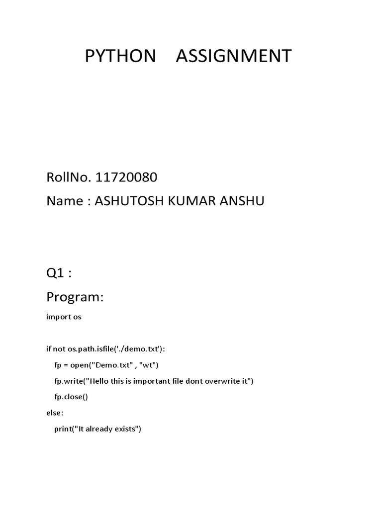 Python Programming Assignment Solutions | PDF