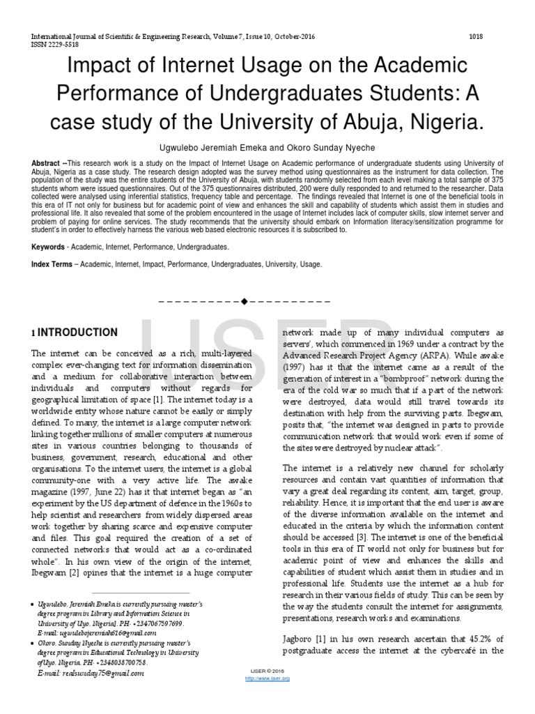 Impact of Internet Usage On The Academic Performance of Undergraduates ...