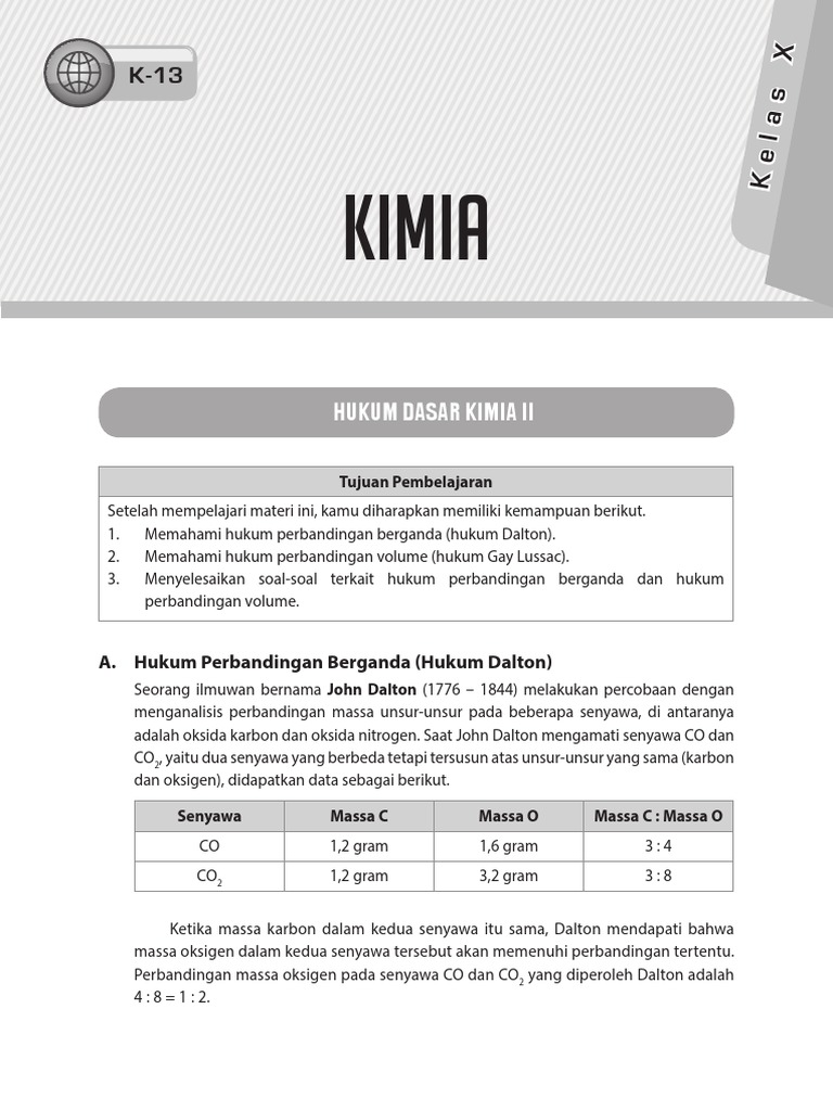 Hukum Dasar Kimia Ii Bagian 1 0