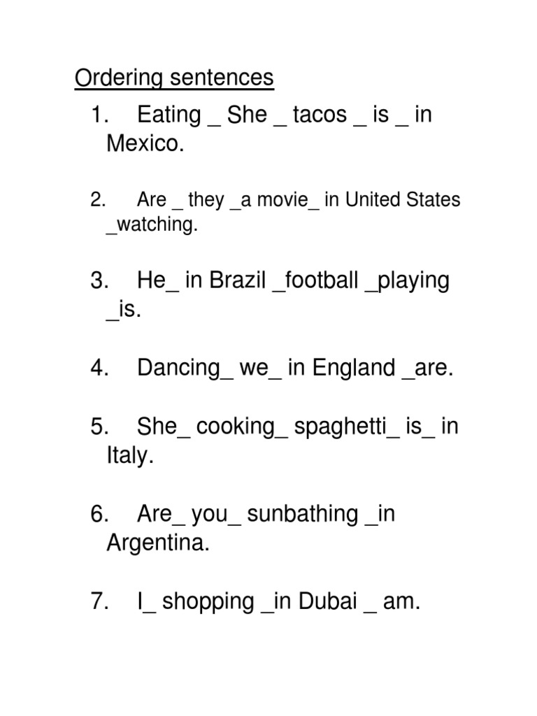 Sentence Ordering Exercises | PDF