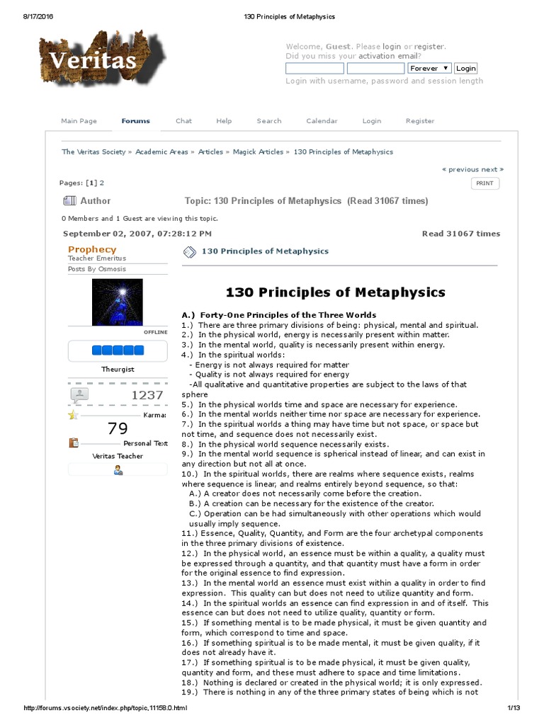 130 Metaphysical Principles Explained | PDF | Soul | Mind