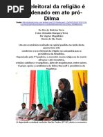 Vagner Magalhães - Uso eleitoral da religião é condenado em ato pró-Dilma