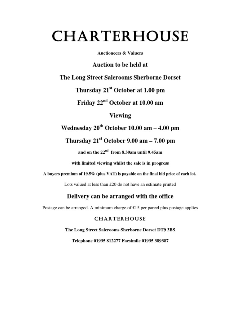 Charterhouse October Auction Results, PDF, Ceramic Art