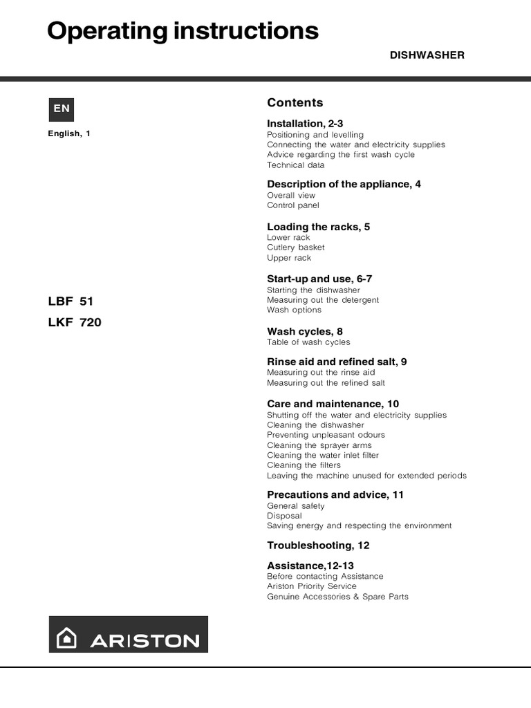 Lkf720 Manual PDF Dishwasher Ac Power Plugs And Sockets